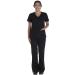 Vital Threads Womens Scrubs Set V-Neck Top & Drawstring Pant VT514C X-Large Black