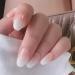 Brishow Coffin False Nails Short Fake Nails Peach Gradient Ballerina Press on Nails Full Cover Acrylic Stick on Nails 24pcs for Women and Girls milky