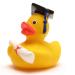 Funny academics bathing duck with a diploma - squeaky duck with a doctoral hat - gift at exams closing ceremony university university university