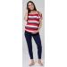 HAPPY MAMA Maternity Breastfeeding Lounge Set 1024p 16 Red Stripes/Navy - Buy Online on SooperMarket.com