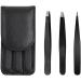 3pcs Professional Stainless Steel Precision Eyebrow Tweezers Set with Storage Bag for Eyebrows Plucking Ingrown Hair and Facial Hair Remover