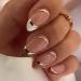 24Pcs Short Press on Nails Almond Nails French Tip Fake Nails with Glitter Gold French Line Design Fashion Stick on Nails Nail Tip Glue on Nails Glossy Acrylic Nails False Nails for Women A-12