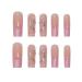 RikView Long Pink French Tip Press-On Nails - Square Acrylic Nails for Women | 24 PCs Set - Buy Online on SooperMarket.com