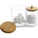 Garta Cotton Swab Holder with Bamboo Lid | Acrylic Qtip Dispenser | Round Cotton Swab Storage Organizer - Buy Online on SooperMarket.com