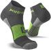 MudGear Quarter Length Trail Running Socks - Men and Women - Running, Hiking, Cycling, and More, 2-Pack Gray/Green Medium