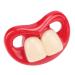 Mouth Pacifier Funny Soft Silica Gel Laughing Red Lip Pacifiers for Babies Kids Child Soother Accessories(Two Teeth)