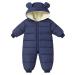 BRONG Baby Girls Boys Snowsuit Winter Coat Newborn Thick Zipper Jumpsuit Infant Windproof Hooded Fleece Romper Outerwear Navy 12-18 Months
