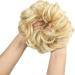 2PCS Beach Blonde Messy Bun Hair Scrunchies Ponytail Extension for Women Girls - Synthetic Wavy Curly Updo Hair Pieces in 613# Color - Buy Online on SooperMarket.com
