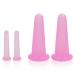 KRISMYA 4 Pcs Facial Cupping Set Natural Silicone Facial Massage Cup for Body Face Neck Back Eye Massage Vacuum Tank Perfect for Body Facial Care Anti-aging Beauty Tool(2 Small&2 Large  Pink)