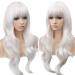 YEESHEDO 28 Long Wavy Curly White Wig with Fringe | Heat Resistant Synthetic Hair for Women - Perfect for Halloween, Cosplay, Anime & Snow White Costumes - Buy Online on SooperMarket.com