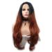 SHIYID Natural Black To Brown Red Natural Wave Hair Synthetic Lace Front Wigs Long Wavy Wigs Heat Resistant Hair Wigs