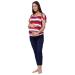 HAPPY MAMA Women's Maternity Breastfeeding Lounge Top Joggers Pyjamas Set 1024p 16 Red Stripes and Navy