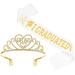 Didiseaon 2023 Graduation Satin Sash Crown Tiara Kit Glitter Rhinestone Tiara 2023 Graduated Party Decorations White