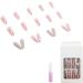 Luvadeyo 24pcs Coffin Long Press on Nails - Shiny Full Cover Pink Heart Acrylic Fake Nails for Women & Girls - Buy Online on SooperMarket.com