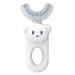 JENPECH Kids U-Shaped Toothbrush - Cartoon Bear Shape - Food Grade Soft Silicone Brush Head 360 Oral Teeth Cleaning Design for Toddlers and Children White