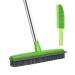 Long Handle Rubber Broom with Squeegee Rubber Sweeping Brush and Pet Hair Removal Brush Set Indoor Use for Pet Hair Carpet Floor Sofa Window Artificial Grass Rake Brush Outdoor for Cleaning Hardwood Green Broom and Brush