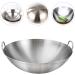 DELURA Japanese Wok Chinese Cooking Pot Kitchen Frying Pan Stainless Steel Pan Cooking Pan with Handle Frying Pan Wok Pan Stainless Steel Cooking Utensils (Color : Silver Size : 32X32CM) 32X32CM Silver - Buy Online on SooperMarket.com