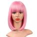 AISI BEAUTY 12 Inch Pink Bob Wig with Bangs - Short Straight Synthetic Cosplay Party Wig for Women - Buy Online on SooperMarket.com