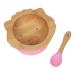 beaubaby Wombat Bamboo Suction Bowl Baby Feeding Bowl and Spoon Set Bamboo Bowl with Stay Put Silicone Suction Ring (Pink)