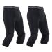 Blaward 2 Pack Men's Basketball Pants with Knee Pads 3/4 Capri Padded Compression Tights Leggings Sports Athletic Baselayer Black Small