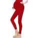 Crazy Chick Ladies Maternity Over Bump Red Leggings - Full Ankle Length, Stretchy & Adjustable - Buy Online on SooperMarket.com