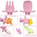 Vicloon Baby Fork and Spoon Set - 4Pcs Silicone Self Feeding Utensil for Infant Toddler, Easy Grip Cutlery Kit for Children - Red/Orange - Buy Online on SooperMarket.com