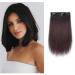 1PC Short Clip In Hair Extensions Clip in Hair Piece 2 Clips Clip in Remy Human Hair Extensions Straight Invisible Hairpin for Thinning Hair Adding Hair Volume(6inch- Dark Brown)