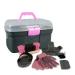 PFIFF 100576 Grooming box with contents children's grooming box 6-piece grooming kit for children horse care grey