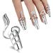4 PCS Rhinestone Finger Tip Nail Rings - Adjustable Opening Nail Art Charms in Silver Women's Fashion - Buy Online on SooperMarket.com