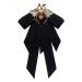 Lijun Vintage Ribbon Women Big Bowtie Bee Bowknot Bow Tie Necktie Crystal Brooch Pin