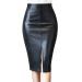 Sanahy Women's Faux Leather Skirt High Waisted Stretch Split Lady's Half Body Midi Hip Skirt Bodycon Skirt Slim Fit Pencil Skirt 5XL Black