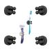 TECBULL FUNNY HOOKS toothbrush holder razor holder shower razor holder without drilling toothbrush holder self-adhesive clamp holder for toothbrushes (4x black + 4x replacement adhesive pad) 4x black