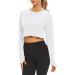 Mippo Long Sleeve Crop Top - Women's White Workout Athletic Gym Shirt - Buy Online on SooperMarket.com