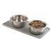 mDesign Premium Quality Square Pet Food and Water Bowl Feeding Mat for Dogs and Cats, Waterproof Non-Slip Durable Silicone Placemat - Food Safe - Small, Linelle Collection - Gray Gray 8 x 16 x .25