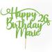 Cakeshop personalized Happy Birthday glitter cake decoration adapted color every name & every old cake decoration for birthday party (green)