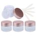 Zeoabsy 4 pieces refillable empty 15 ml DIY lip balm glass container with pink lid matt glass of cream cemedose container for lotion cream cosmetics + 4 x spoon 15ml