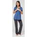 Happy Mama Maternity Nursing 3pcs Nightwear Set - Blue Jeans & Graphite - Buy Online on SooperMarket.com