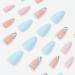 JUSTOTRY 24 Pcs Matte Stiletto Short False Nails | Heart Pattern Pale Pink & Blue French Press On Nails | Pretty Fake Nails with Nail Glue | Almond Medium Stick On Nails for Women - Buy Online on SooperMarket.com