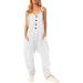 WILLBEST Womens Wrap Sleeveless Jumpsuits Playsuit Smocked Straps Fit And Flare Long Pant Jumper Rompers with Pockets 4022-oyvsw-white-3 S - Buy Online on SooperMarket.com