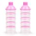 Vicloon Infant Baby Milk Powder Dispenser 2pcs Portable 5 Layers 100ml per Layer Transparent compartments Kids Baby Storage Container Stackable Pots Milk Powder Dispenser & Snack Storage Container Pink