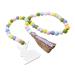 LIFKICH Fringe Decor Ornament Beaded Garland with Tassel Easter Farmhouse Bead Garland Hanging Door Bead Garland Tassel Garland Bead Easter Beaded Garland Wood Rabbit Rope
