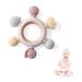 Bopoobo Baby Teething Toys Silicone Teether Toys for Babies 3-6 Months Babies Silicone Rudder with Wooden Ring Soothe Babies Gums Teething Toy Montessori Baby Chew Toys for 6-12 Months (Pink) wooden rings