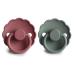 FRIGG Daisy Natural Rubber Baby Pacifier 2-Pack - Dusty Rose/Lily Pad 0-6 Months (BPA-Free, Made in Denmark) - Buy Online on SooperMarket.com