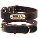 Tagme personalized dog collar made of leather with engraved name and telephone number/dog collar made of real leather for medium and large dogs/brown L (1 Pack) brown