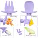Vicloon Baby Fork and Spoon Set - 4Pcs Silicone Self Feeding Utensil for Infant, Toddler Cutlery Kit - Purple-Pink Color, Easy Grip, Ideal for Baby Weaning and Training - Buy Online on SooperMarket.com