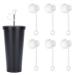 degtnb 6 Pcs Straw Covers Hats Reusable Elastic Drinking Straw Protection Hats Soft Straw Toppers Straws Plug for 6-10mm Straws White