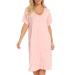 Jecarden Women's Maternity Nightgowns Short Sleeve Hospital Childbirth Nightgown Sleepwear Modal Cotton Nightgown with Comfortable Buttons Pink S