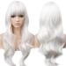 YEESHEDO 28" 70 cm Long Wavy Curly Hair Cosplay White Wigs with Fringe for Women Heat Resistant Synthetic Wig for Halloween Party Costume Anime Snow White
