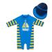 upandfast Baby Boy Swimwear Infant One Piece Zip Swimsuit UPF 50+ Sun Protection Toddler Bathing Suit with Sun Hat 12-18 Months Sailboat