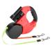 3m roller leash dog leash double retractable dog leash flexible retractable dog leash double linen with LED light for two dogs (red)